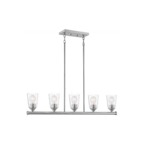 Nuvo 60W Bransel Series Island Pendant Light w/ Seeded Glass, 5 Lights, Brushed Nickel