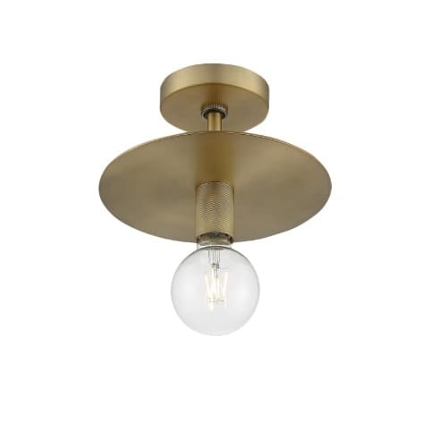 Nuvo 60W Bizet Series Semi Flush Ceiling Light, Vintage Brass