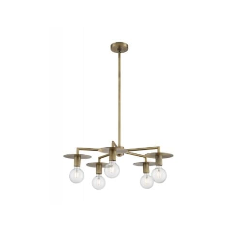 Nuvo 60W Bizet Series Chandelier, 5 Lights, Vintage Brass