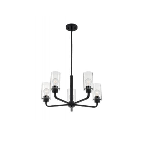 Nuvo 60W Sommerset Series Chandelier w/ Clear Glass, 5 Lights, Matte Black