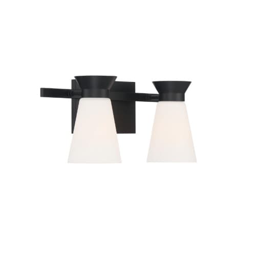 Nuvo 60W Caleta Series Vanity Light w/ Cylindrical Glass, 2 Lights, Black