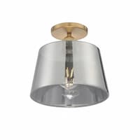 10" 100W Motif Series Semi-Flush Mount Ceiling Light w/ Smoked Glass, Brushed Brass