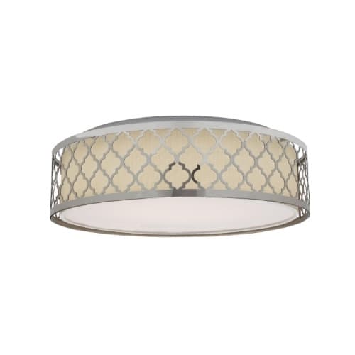 Nuvo 15" 20W LED Mediterranean Flush Mount Ceiling Light, Dim, 1400lm, 3000K, Polished Nickel