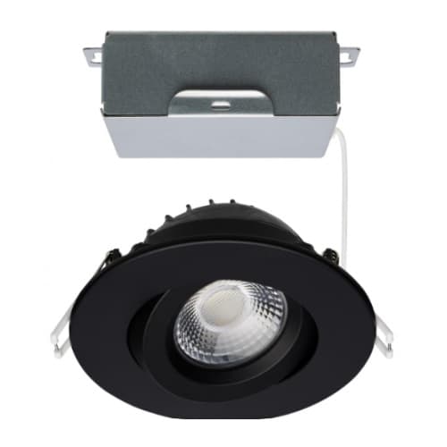 Satco 12W LED 4-in Round Gimbal Downlight w/Remote Driver, SelectableCCT, BK
