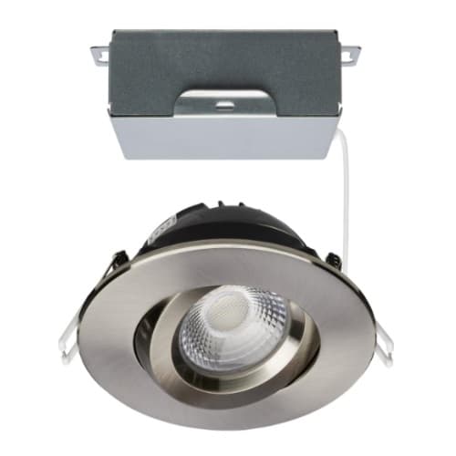 Satco 12W LED 4-in Round Gimbal Downlight w/Remote Driver, SelectableCCT, BN