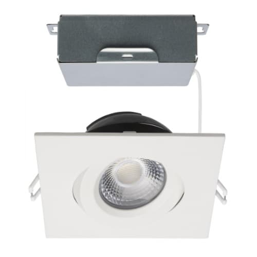 Satco 12W LED 4-in Square Gimbal Downlight w/Remote Driver, SelectableCCT, W