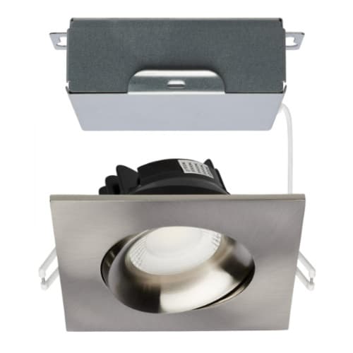 Satco 12W LED 3.5-in Square Gimbal Downlight w/RemoteDriver SelectableCCT BN