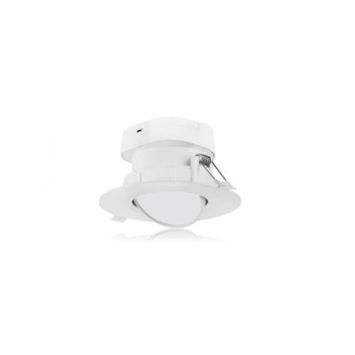 Satco 4-in 7W Direct-Wire LED Downlight, Gimbal, Dimmable, 490 lm, 120V, 2700K, White