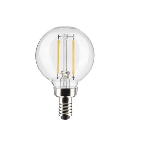 Satco 3W LED G16.5 Bulb, Dimmable, E12, 200 lm, 120V, 4000K, Clear