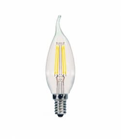 Satco 5.5W LED CA10 Bulb, Flame Tip, Dimmable, E12, 500 lm, 120V, 2700K, Clear