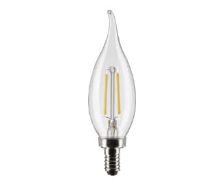 Satco 3W LED CA10 Bulb, Flame Tip, Dimmable, E12, 200 lm, 120V, 2700K