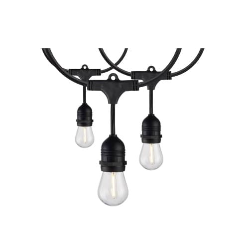 Satco 24-ft 24W LED String Light, 12 S14 Bulbs, 100 lm, 120V, 2200K, Black