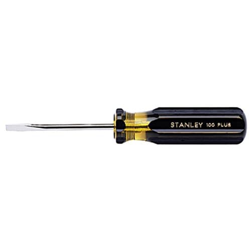 Stanley 100 Plus Slotted Light Blade Cabinet Tip Screwdriver, 6'' Shank