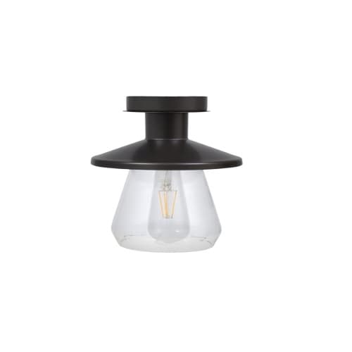 LEDVANCE Sylvania 6.5W LED Lincoln Semi-Flush Mount w/ Clear Glass, Dimmable, 800 lm, 2700K, Black