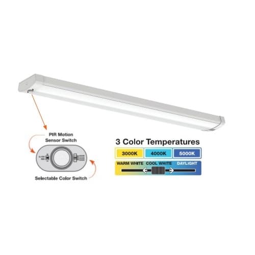 LEDVANCE Sylvania 4-ft 48W Wide Wrap Light, Dimmable, 5500 lm, 120V-277V, Selectable CCT