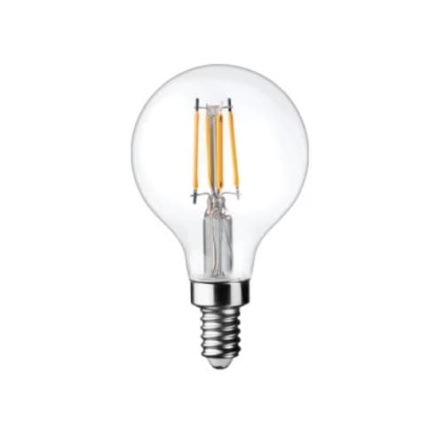 TCP Lighting 4W LED G16 Bulb, Dimmable, E12, 350 lm, 120V, 2700K, Clear