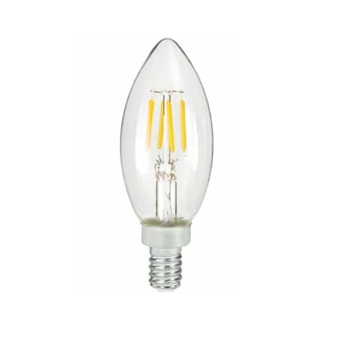 TCP Lighting 4.5W LED B11 Bulb, Torpedo Tip, Dimmable, E12, 350 lm, 120V, 2700K