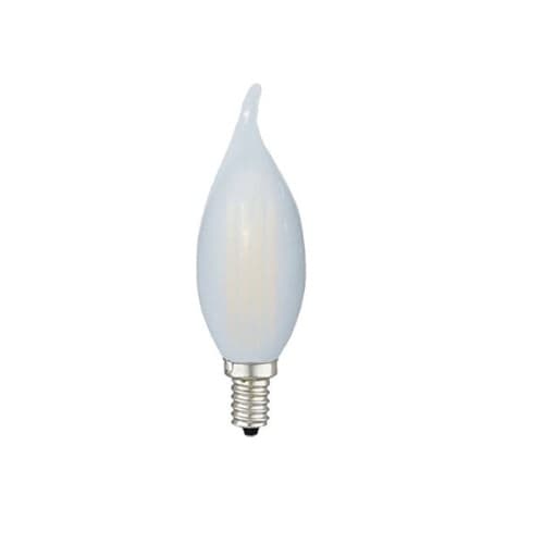 TCP Lighting 4W LED F11 Filament Bulb, Flame Tip, Dimmable, E12, 350 lm, 120V, 2700K, Clear