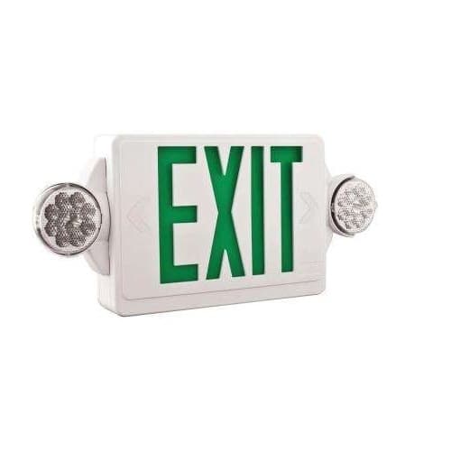 TCP Lighting LED Emergency Exit Combo, Bug Eyes, White Housing w/Green Letters