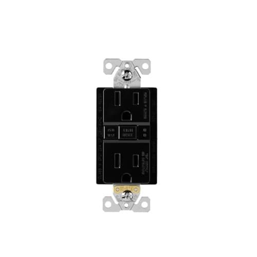 Eaton Wiring 15 Amp Tamper Resistant Duplex GFCI Receptacle Outlet, Black