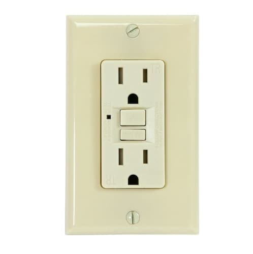 USI 15 Amp GFCI Outlet, Tamper Resistant, Ivory