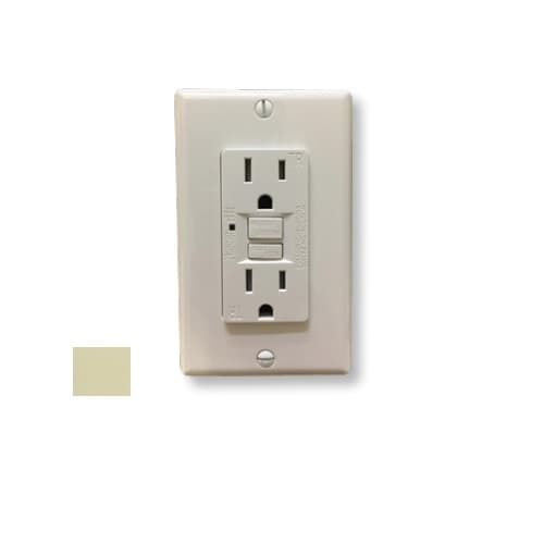 USI 15 Amp GFCI Duplex Receptacle, Tamper Resistant, Light Almond