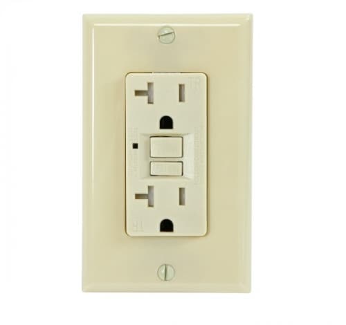 USI 20 Amp GFCI Receptacle, Duplex, Tamper Resistant, Light Almond