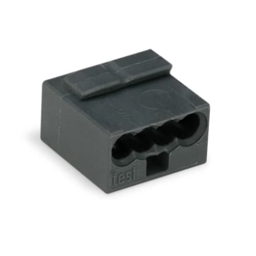 Wago Micro Push Wire Connector, 4 Conductor, 22-18 AWG, Dark Gray