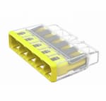 Wago Compact Splicing Connector, 5-Conductor, AWG, Yellow, 10 Pack