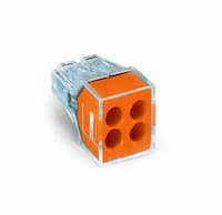 Push Wire Connector, 4 Conductor, Up to 12 AWG, Orange, Pack of 400
