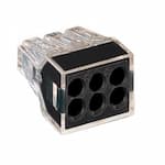 Wago Compact Push Wire Connector, 6-Conductor, AWG, Black, 2500 Pack