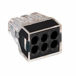Wago Compact Push Wire Connector, 6-Conductor, AWG, Black, 500 Pack