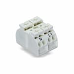 Wago Chassis Mount Terminal Strip w/o Contact, 4 Conductor, 2-Pole, Screw, 2 x Pin, White