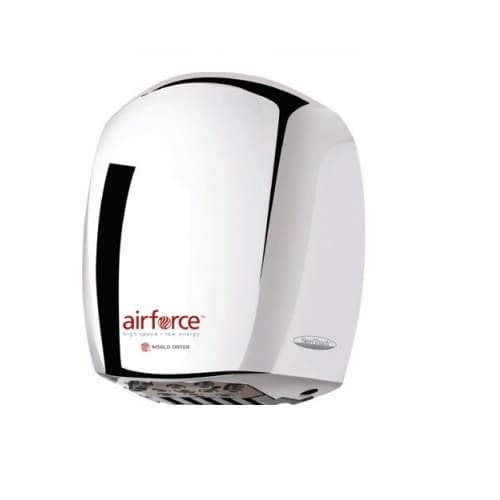 World Dryer 1100W AirForce Hand Dryer, Aluminum, Polished Finish