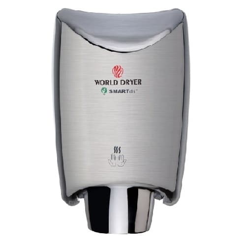 World Dryer 1200W SMARTdri Plus Surface-Mounted Hand Dryer, 110V-120V, Polished Aluminum