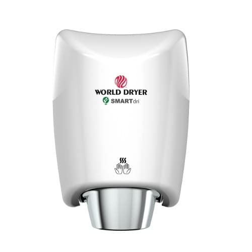 World Dryer 1200W SMARTdri Plus Hand Dryer, Aluminum, 100/120V, White Finish