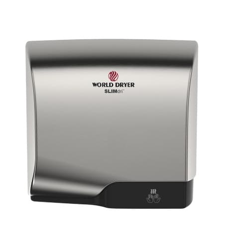 World Dryer 950W SLIMdri Hand Dryer, Aluminum, 220/240V, Brushed Chrome