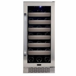 100W Wine Refrigerator, 33-Bottle 115V, Stainless Steel