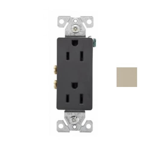 Eaton Wiring 15A Aspire Duplex Receptacle, 2-Pole, 3-Wire, 125V, Desert Sand