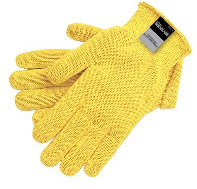 yellow knit gloves