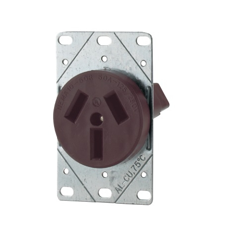 Eaton Wiring 50 Amp Straight Blade Power Device Receptacle 3 Pole 3 Wire 12 4 Awg 250v Brown Eaton Wiring 122b Homelectrical Com