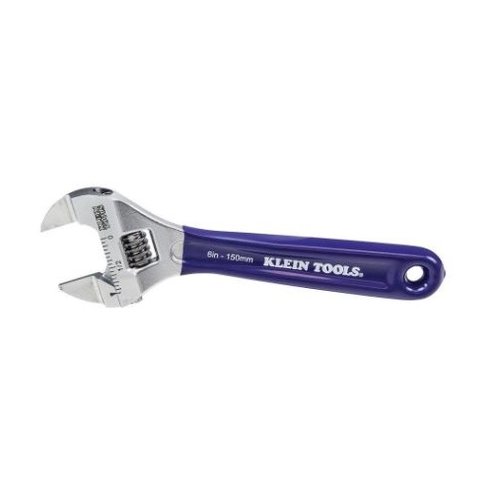 Klein Tools Blue 6 inch Extra Slim - Wide Jaw Adjustable Wrench (Klein