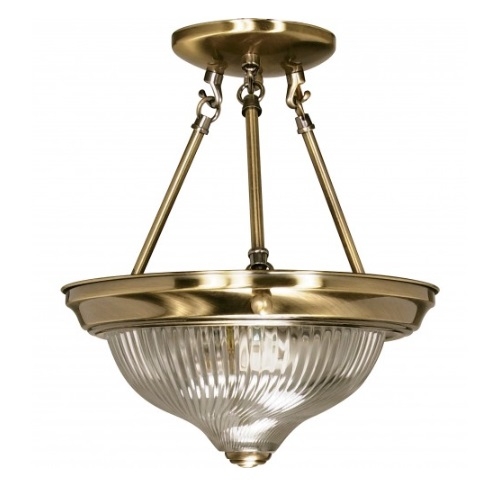 Nuvo 2 Light 11 Semi Flush Mount Ceiling Light Fixture Antique Brass