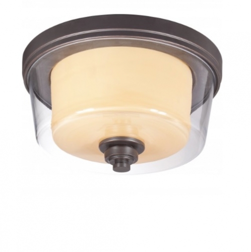 Nuvo 60w Decker Flush Mount Ceiling Light Clear Cream Sudbury Bronze